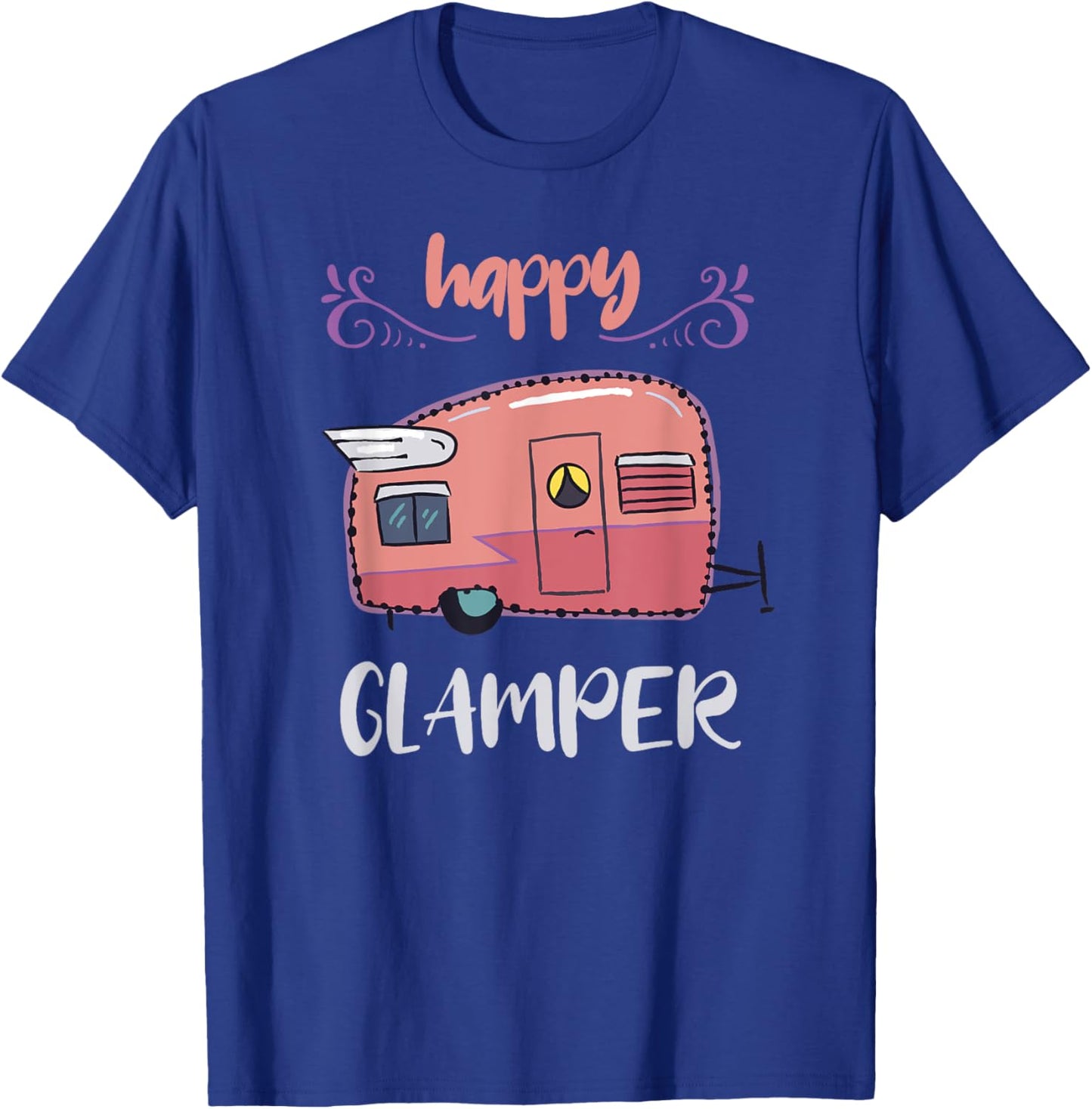 Happy Glamper Camping Girls Vacation Glamping Cute Trailer T-Shirt - T-Shirt | Royal