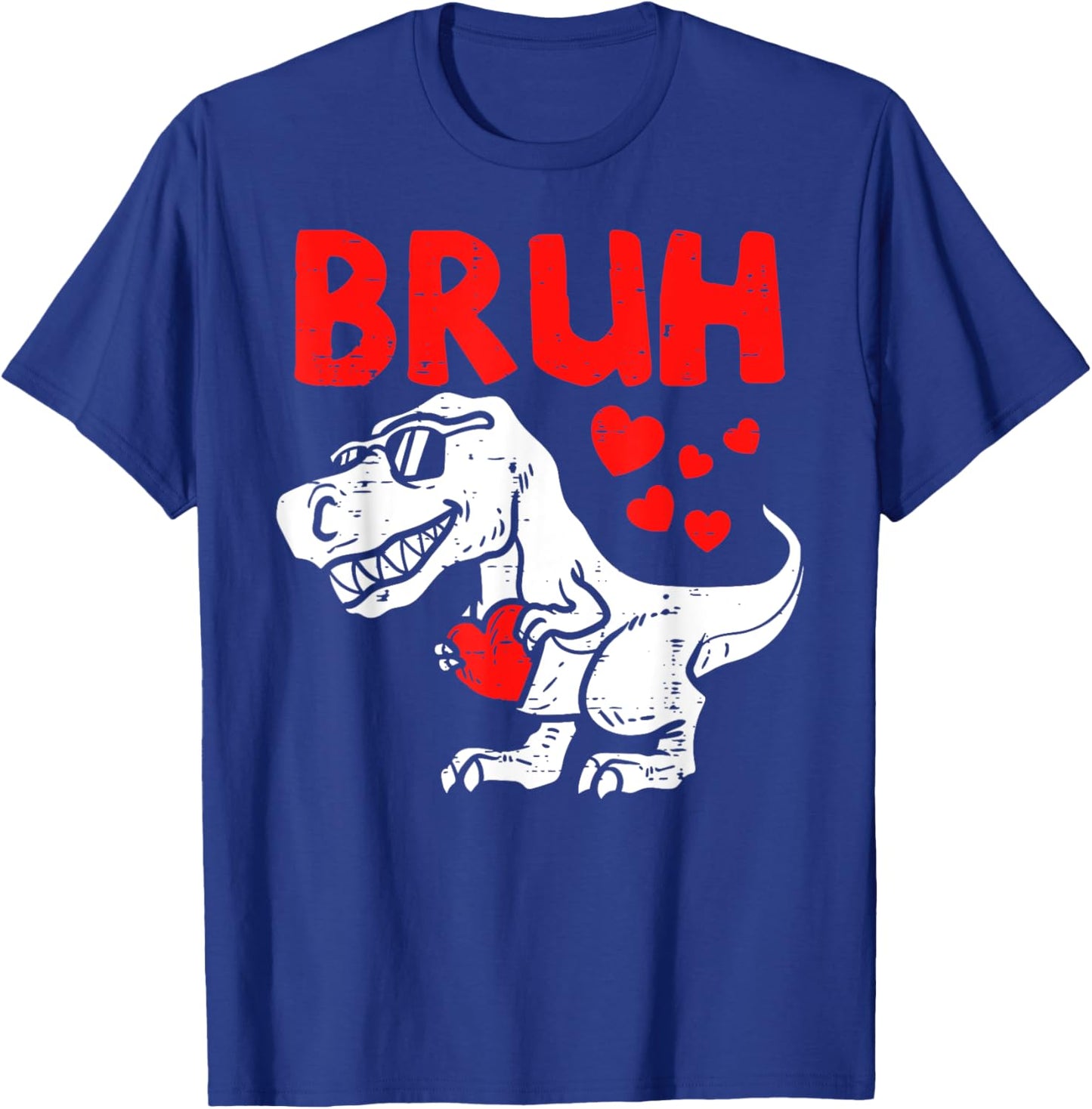 Bruh Dinosaur Retro Valentines Boys Men Kids Steal Hearts T-Shirt - T-Shirt | Royal