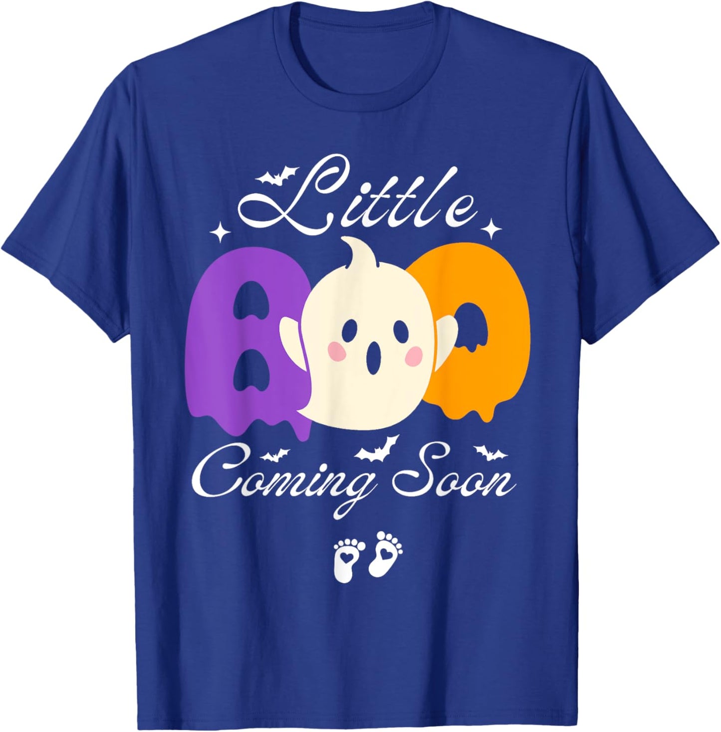 Little Boo Coming Soon-Funny Halloween Pregnant Announcement T-Shirt - T-Shirt | Royal