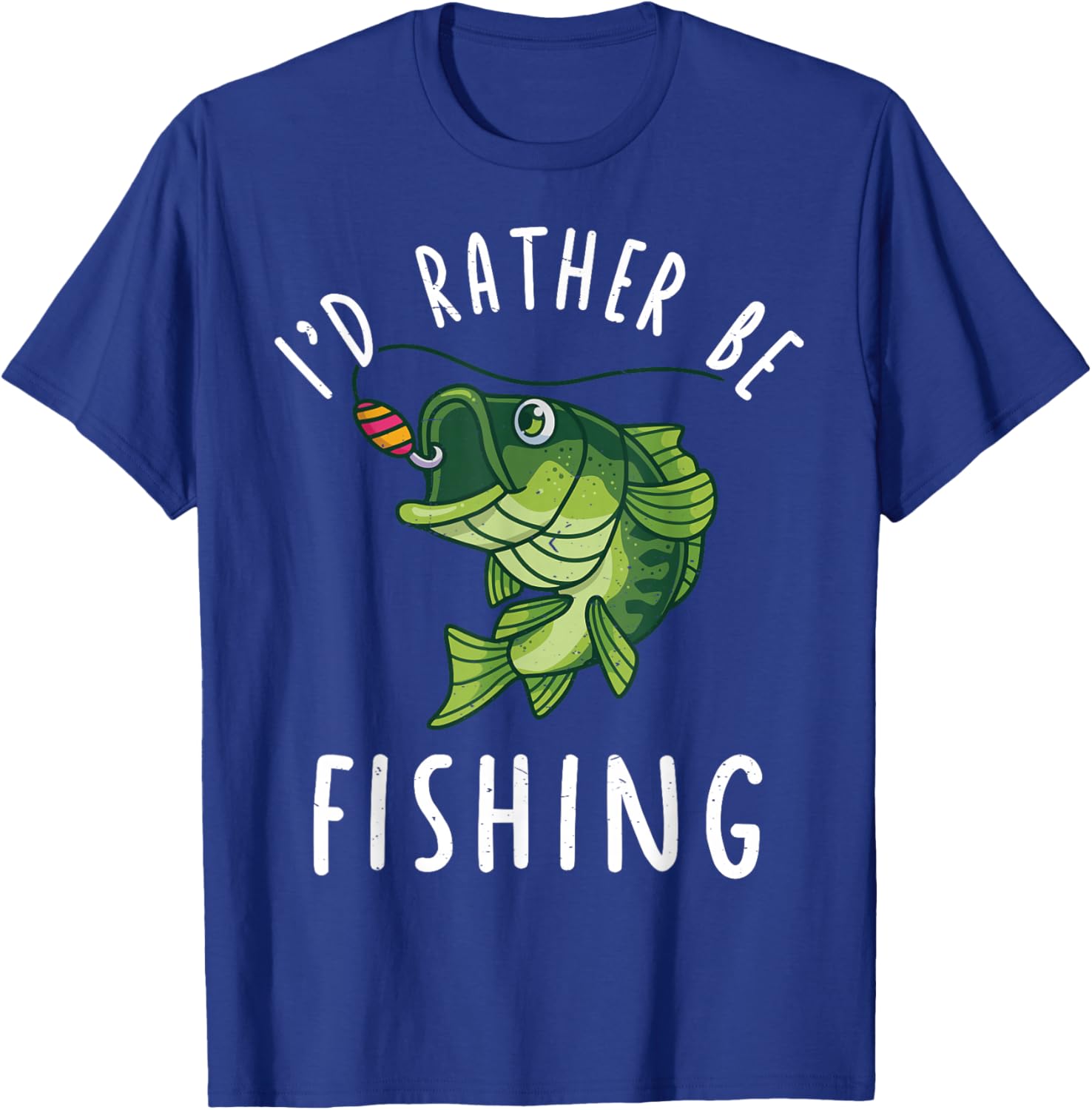 Kids I'd Rather Fishing Bass Fish Youth Boy Funny Fisherman T-Shirt - T-Shirt | Royal