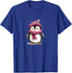 Cute Penguin With Hat And Scarf Winter Snow T-Shirt - T-Shirt | Royal