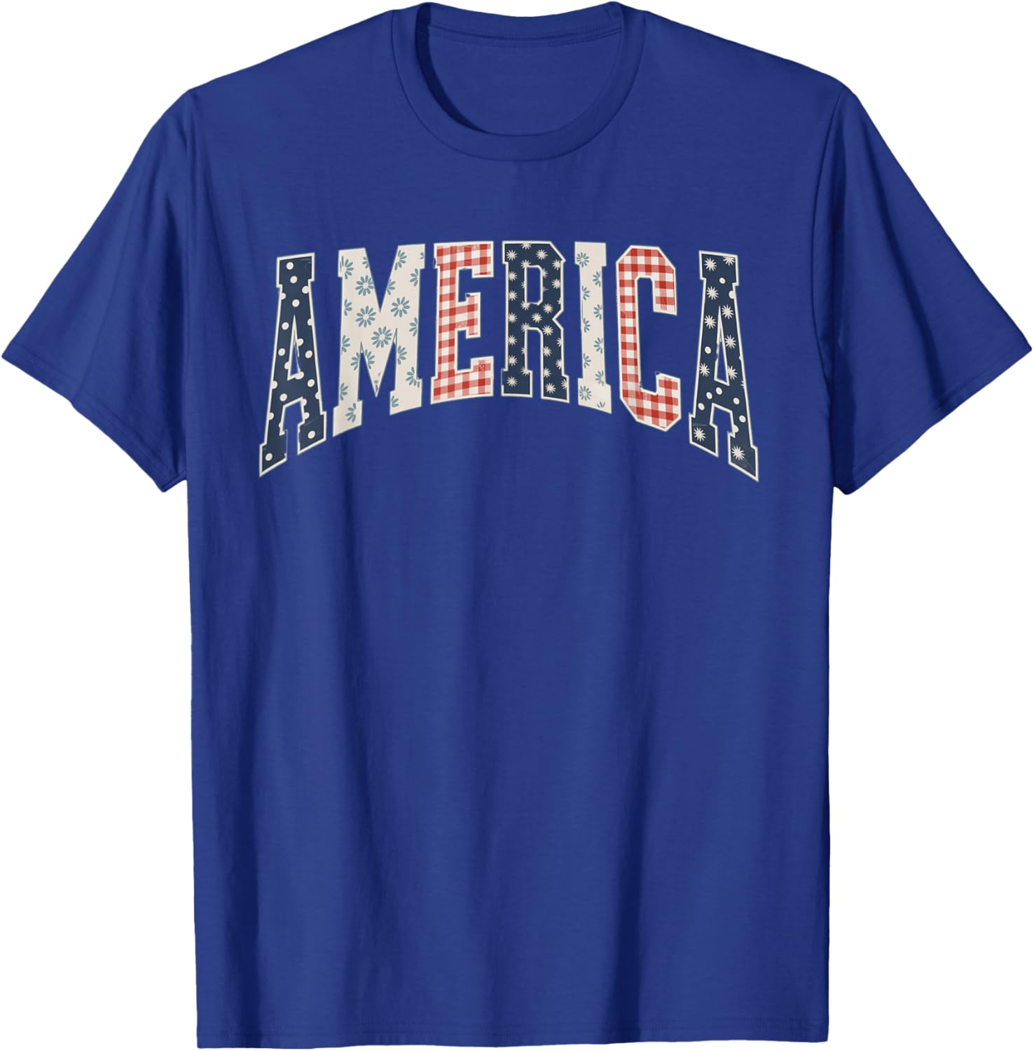 American Quilt Picnic Style Lettering RWB Boy Girl Party Fun T-Shirt - T-Shirt | Royal