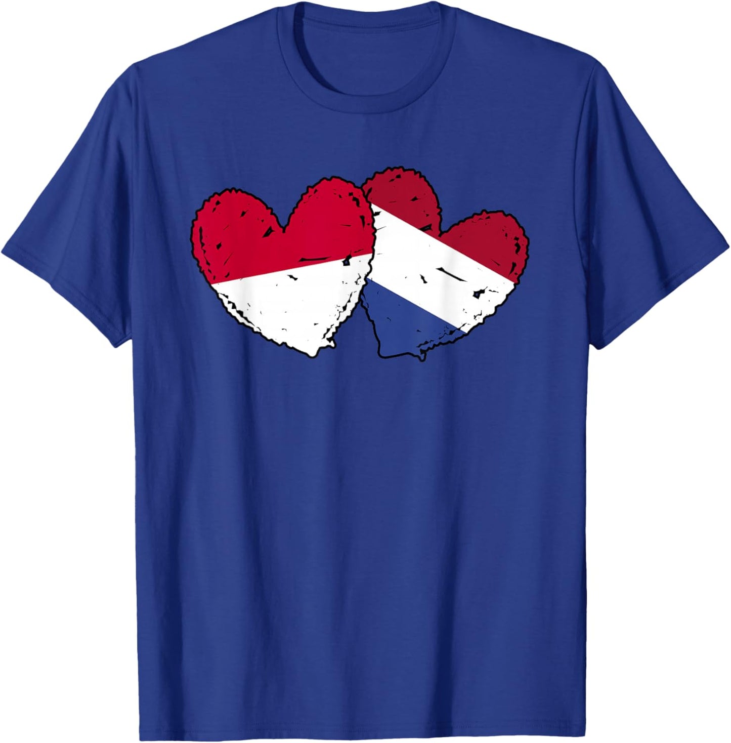Indonesia Netherlands Hearts Flag Indonesian Dutch Flags T-Shirt - T-Shirt | Royal