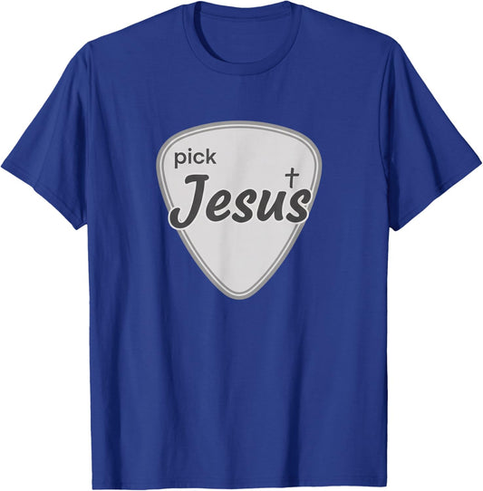Christian Pick Jesus Guitar Pick Design - Christian Musician T-Shirt - T-Shirt | Royal
