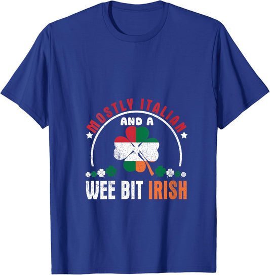 Funny Mostly Italian And A Wee Bit Irish Saint Patrick's Day V-Neck T-Shirt - T-Shirt | Royal