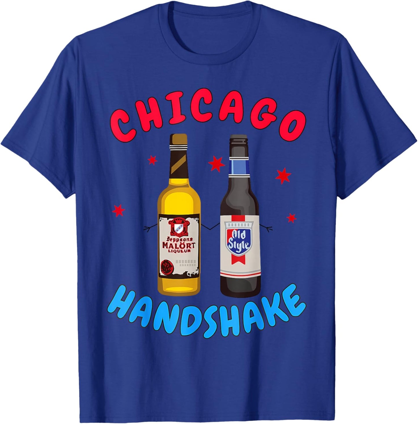 Chicago Illinois Chicago Handshake Chicago Beer Lover Malort T-Shirt - T-Shirt | Royal