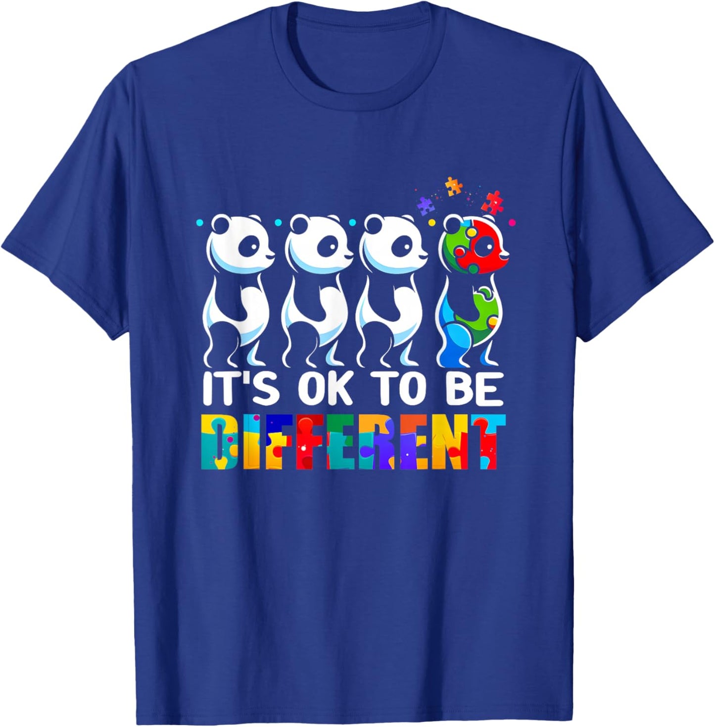 Autism Awareness Panda Kid Boys Its Ok ToBe Different T-Shirt - T-Shirt | Royal