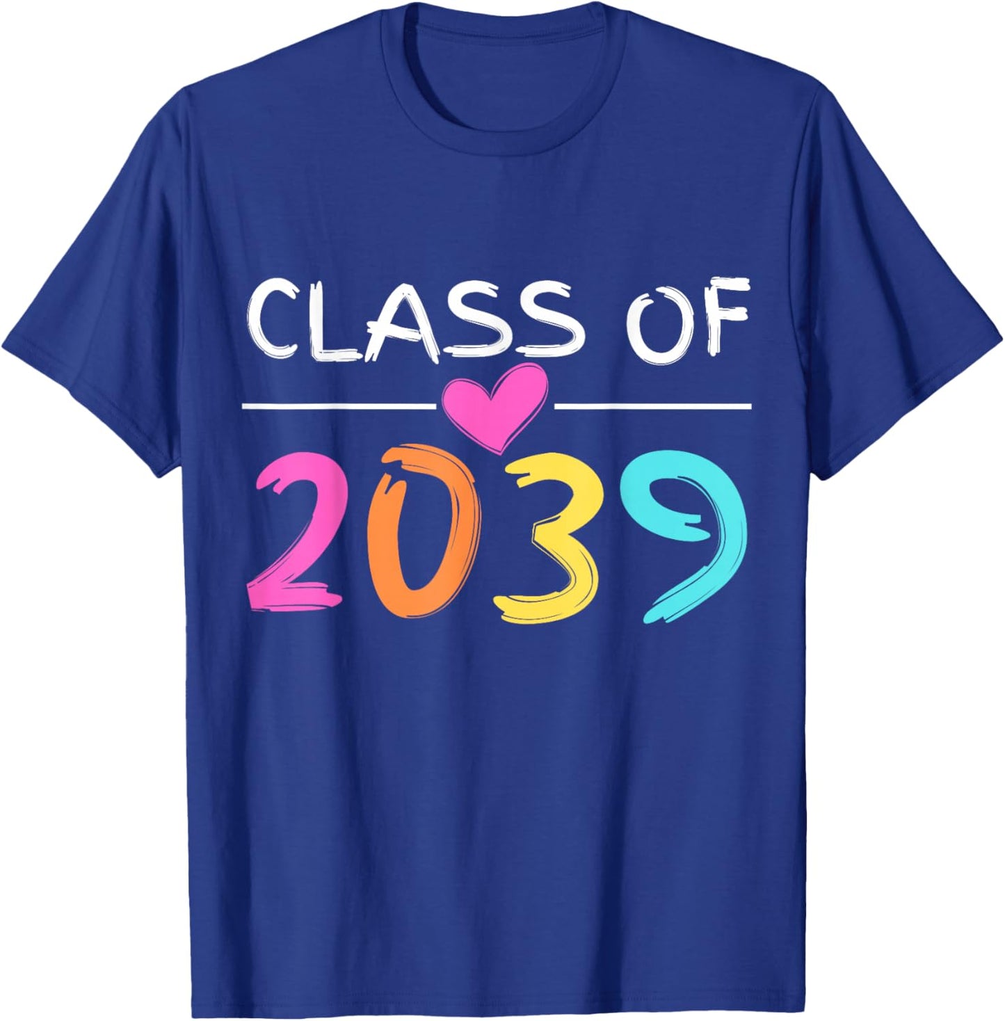Class of 2039 Grow with Me Shirt Back School Colors Heart T-Shirt - T-Shirt | Royal