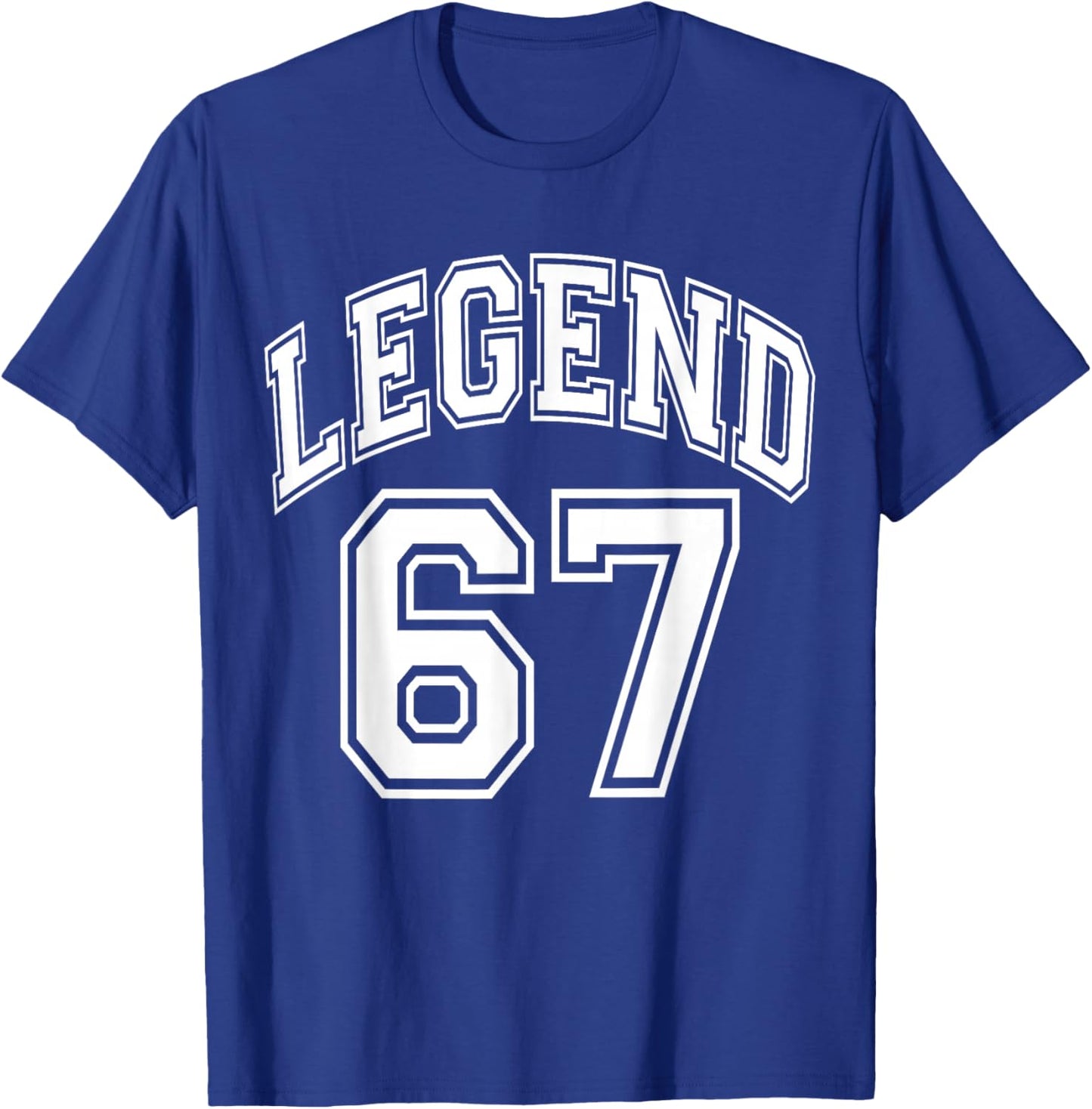 Legend 67 Number Varsity Team - 67th Birthday & 67 Years Old T-Shirt - T-Shirt | Royal