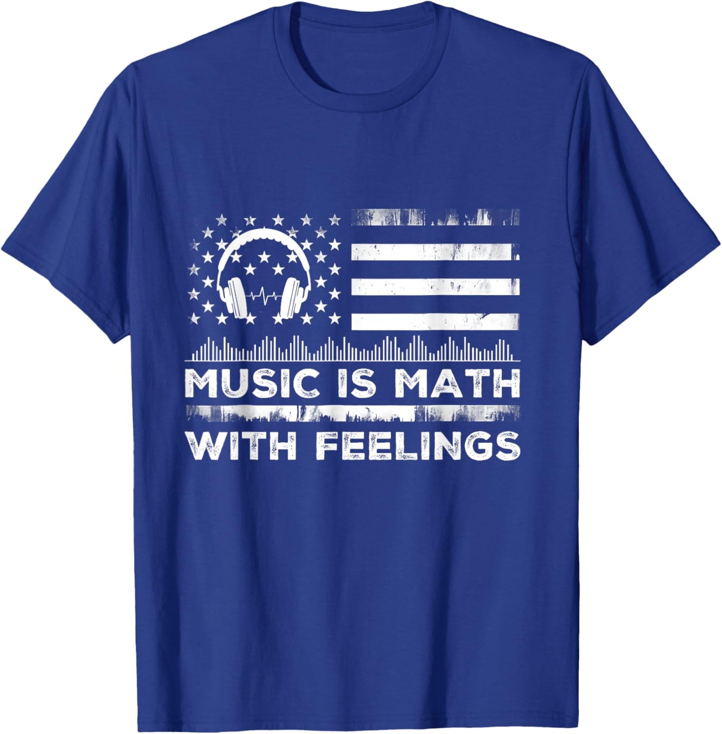 Music Is Math With Feelings Vintage Usa Flag Music Art Lover T-Shirt - T-Shirt | Royal