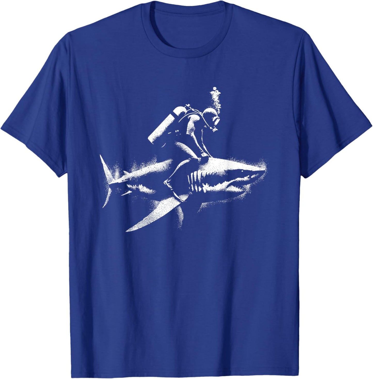 Scuba Diver Riding Shark - Funny White Shark Lover T-Shirt - T-Shirt | Royal
