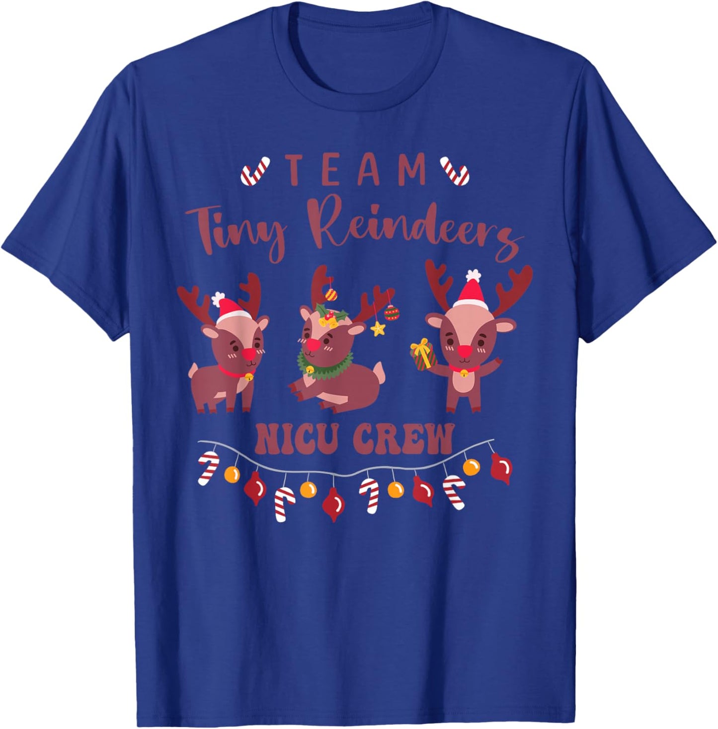 NICU Nurse Team Tiny Reindeers Baby Doctor Christmas 2025 T-Shirt - T-Shirt | Royal