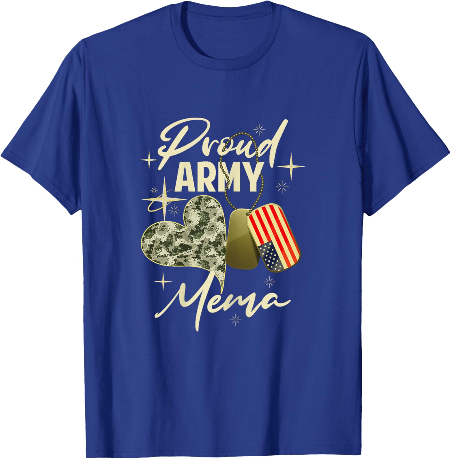 Proud Army Mema Camouflage Mother's Day Dog Tag US Flag Women T-Shirt - T-Shirt | Royal
