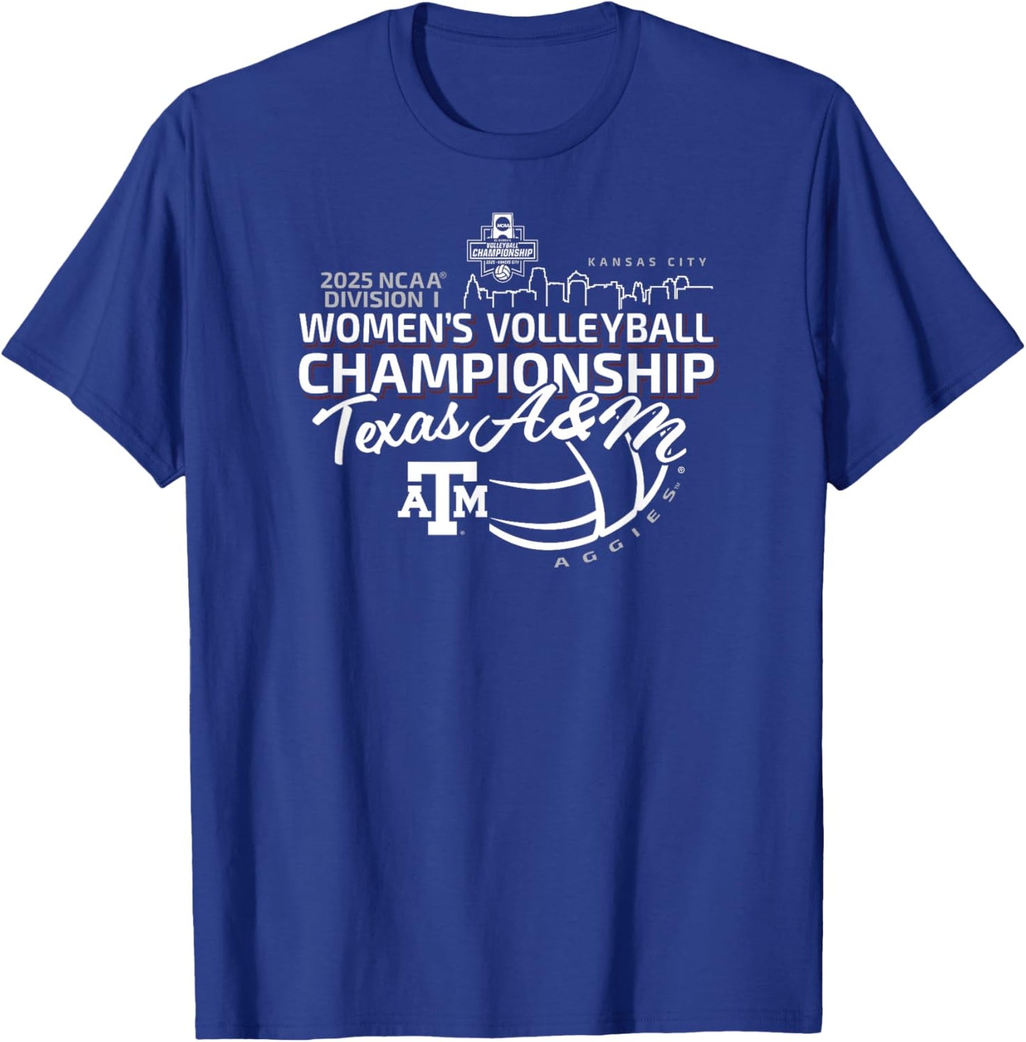 Texas A&M Aggies National Championship 2025 Volleyball T-Shirt - T-Shirt | Royal