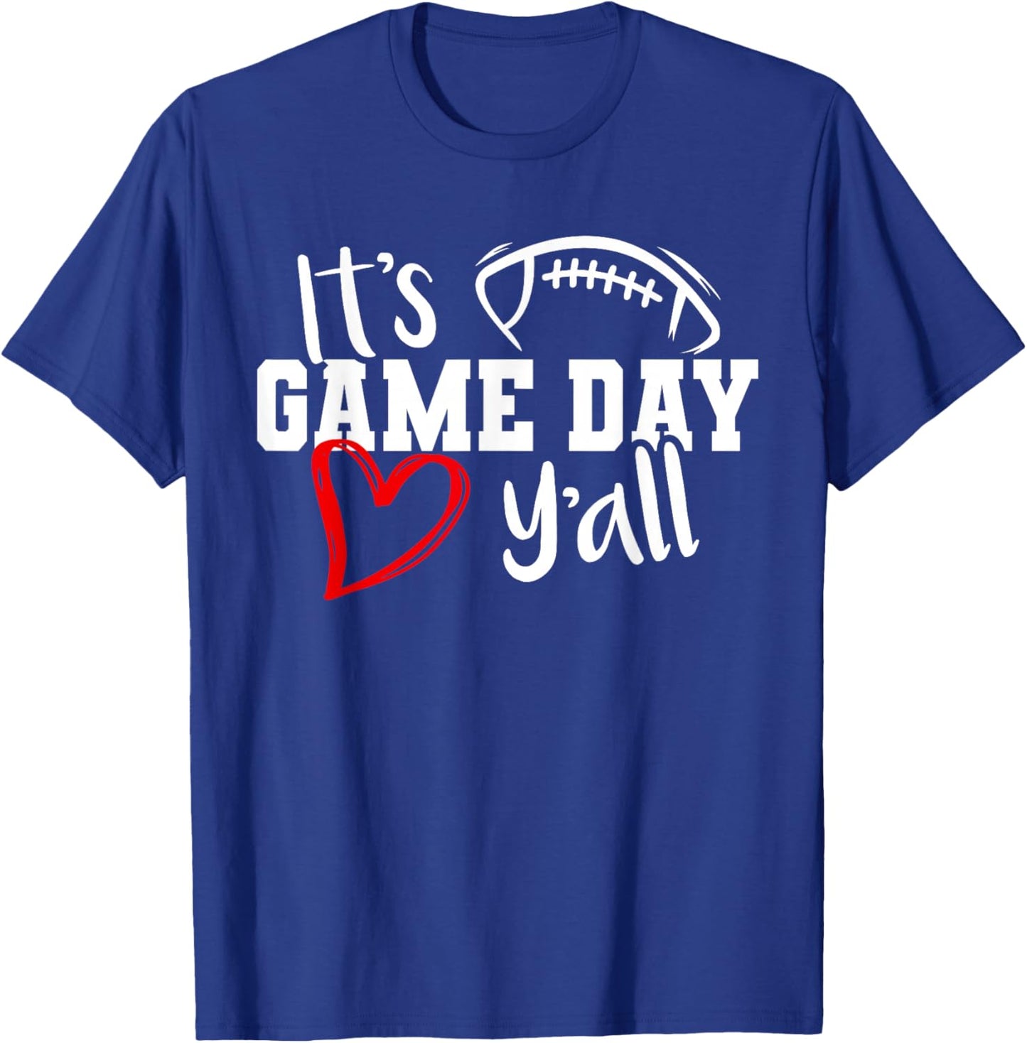 Its Game Day Yall Cute Super Football Bowl Heart Women's T-Shirt - T-Shirt | Royal