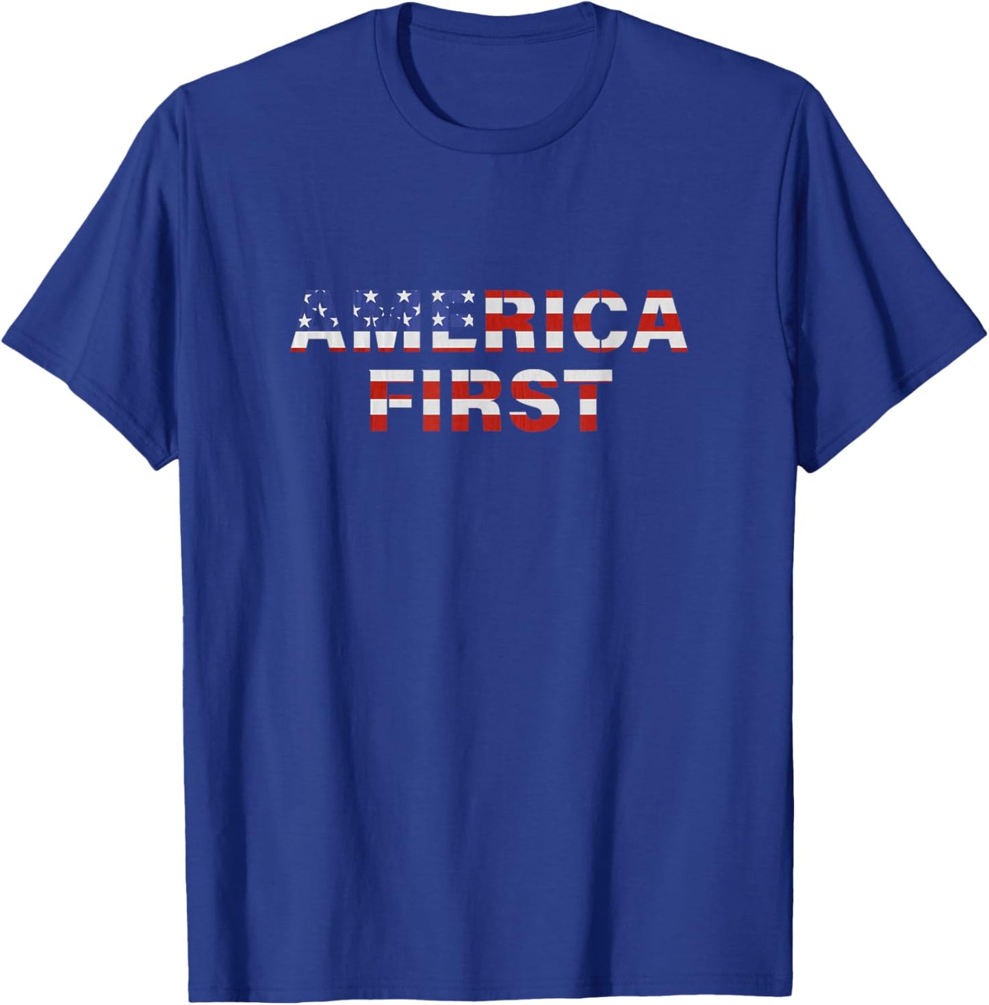 America First USA US Flag Patriotic 4th July Men Women Kids T-Shirt - T-Shirt | Royal