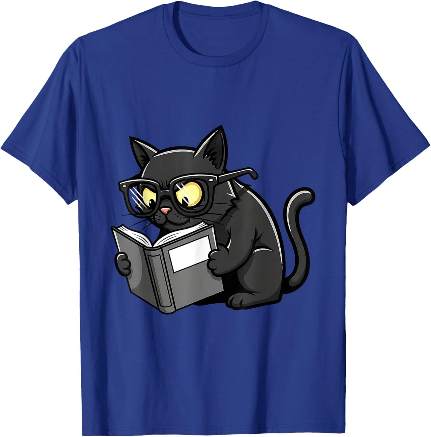Cat Reading a Book Nerd Kitty Bookworm T-Shirt - T-Shirt | Royal