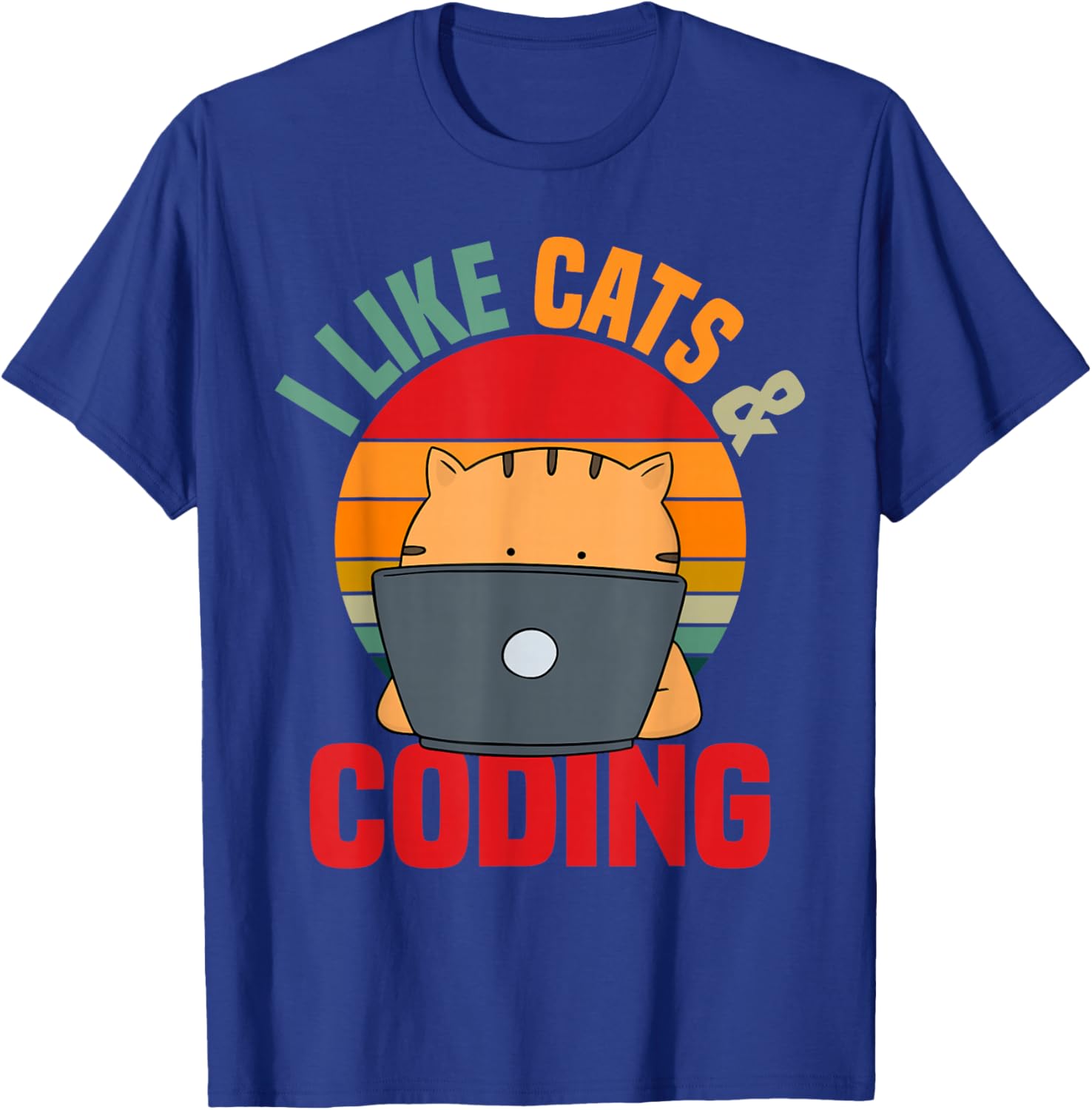 Coder Programmer Cat Lover Cat Dad I Like Cats & Coding T-Shirt - T-Shirt | Royal