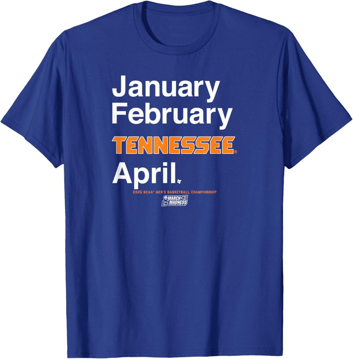 Tennessee Volunteers Basketball: 2025 March Madness Month T-Shirt - T-Shirt | Royal