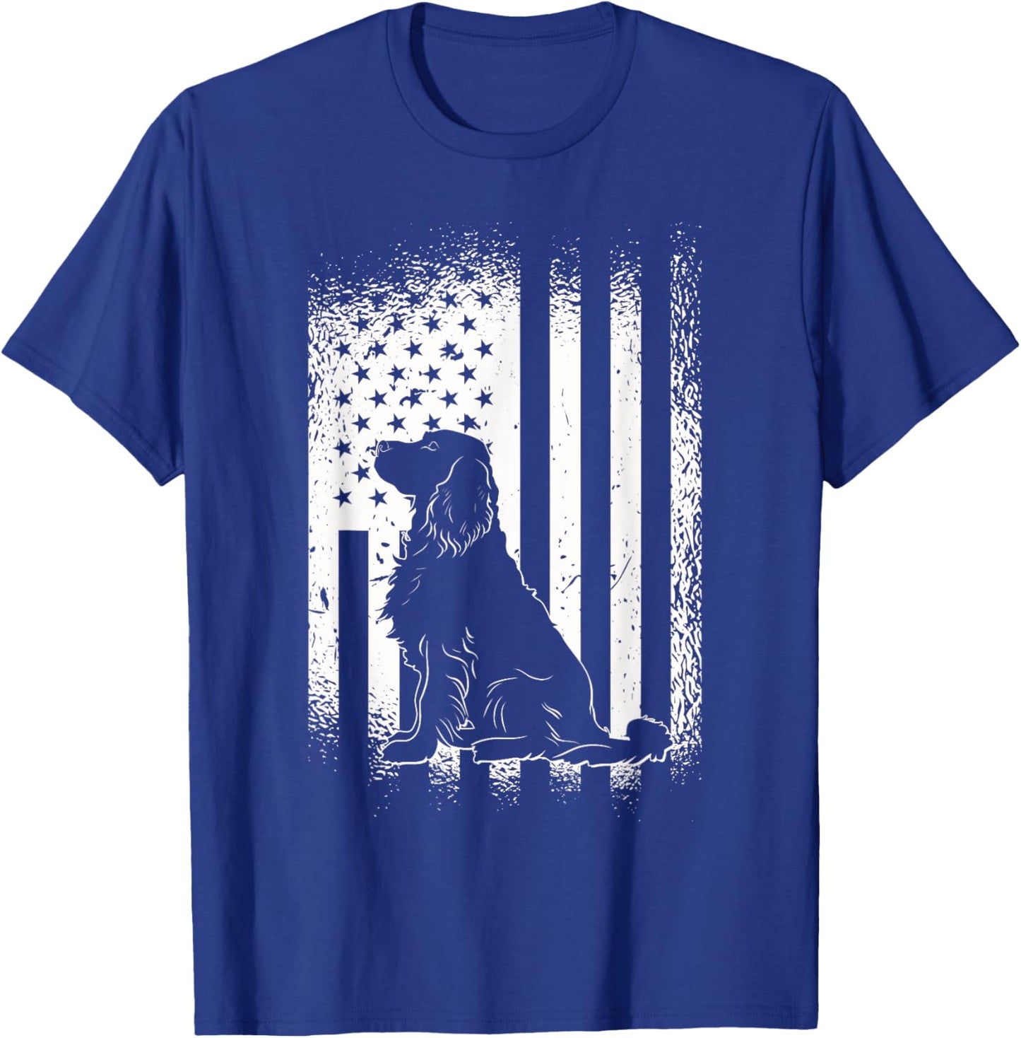 Golden Retriever American Flag USA Fan Dog Owner Dog T-Shirt - T-Shirt | Royal