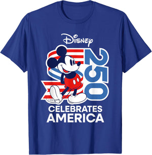 Disney Mickey Mouse Celebrates America 250 4th of July USA T-Shirt - T-Shirt | Royal