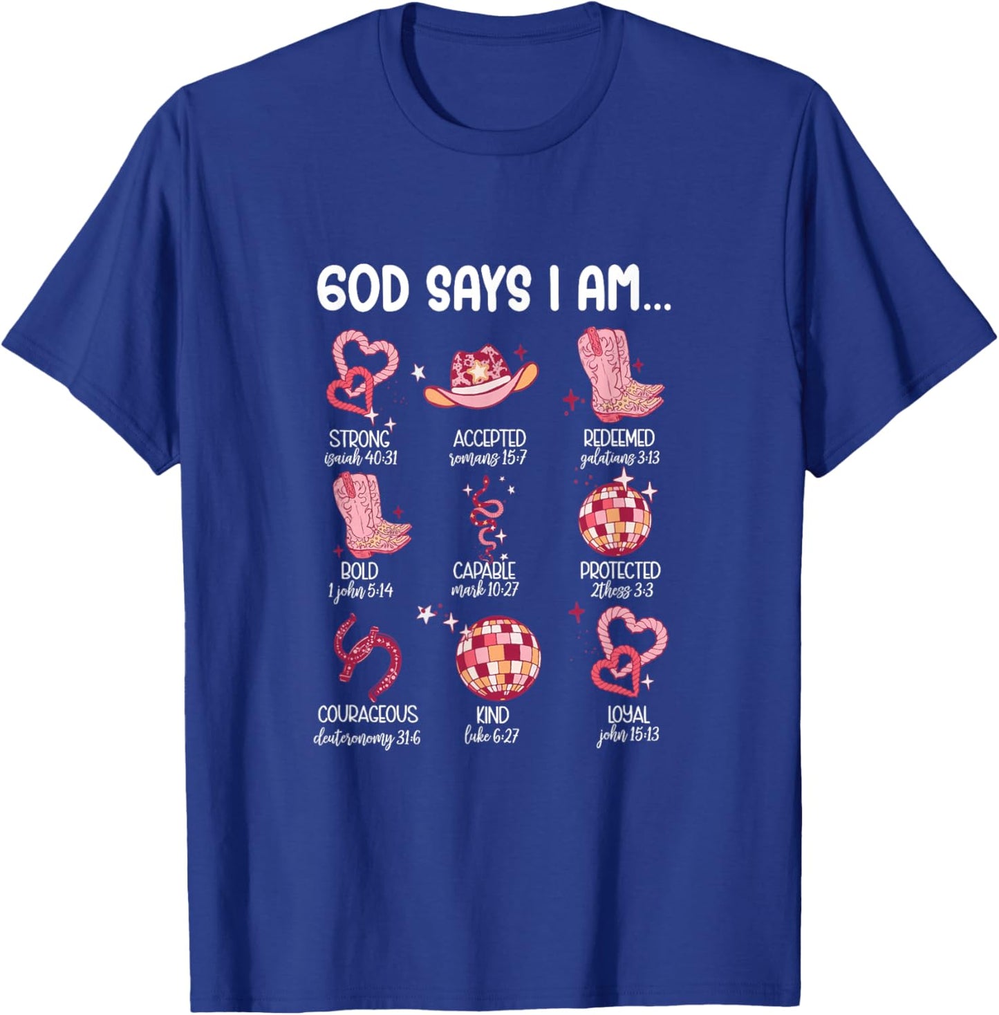 Retro God Says I Am Valentine Christian Western Howdy T-Shirt - T-Shirt | Royal