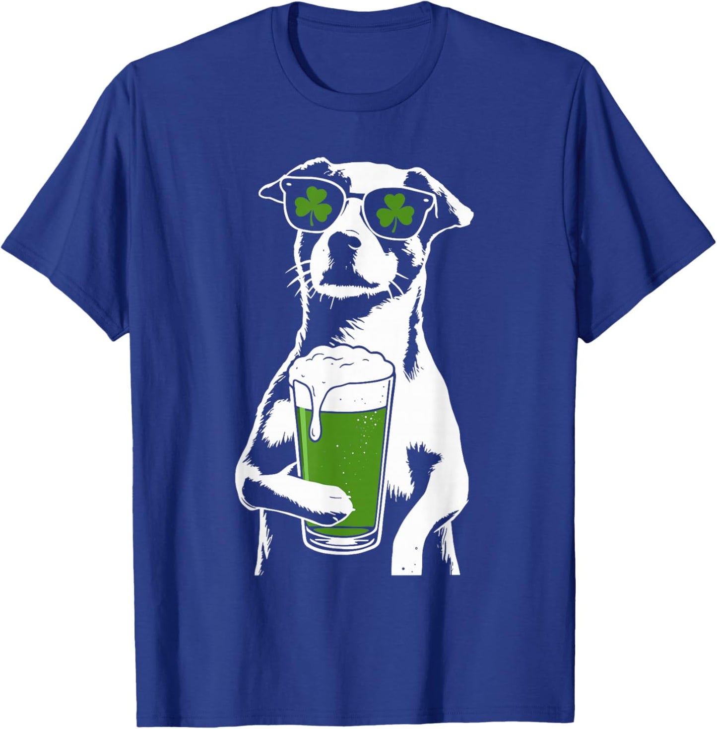 Dog Beer St Patty's Shamrock Funny St. Patrick's Day T-Shirt - T-Shirt | Royal