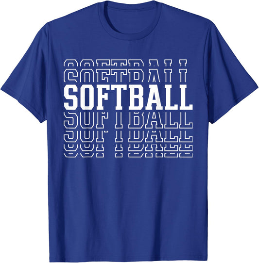 Softball Funny Layered Text Team Player Coach Youth T-Shirt - T-Shirt | Royal