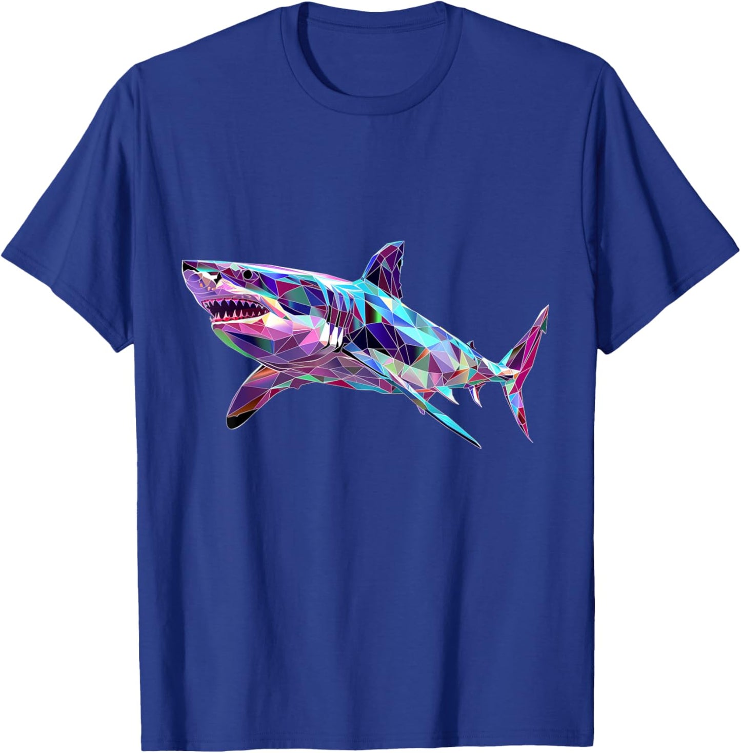 Big White Shark, Polygon Fishing, Diving, Hail Lovers T-Shirt - T-Shirt | Royal