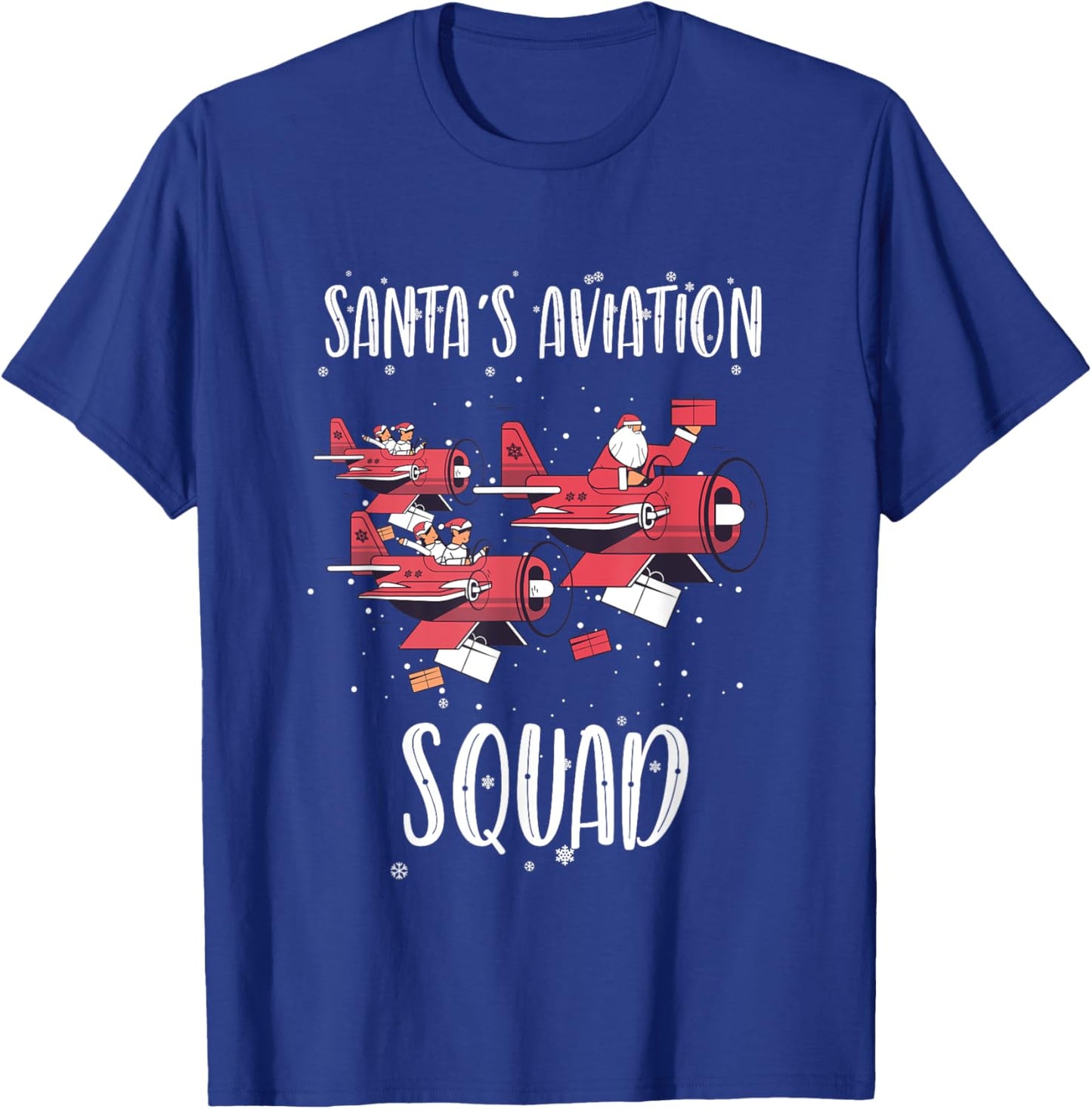 Aviation Technician Santa Pilot Holiday Christmas Airplane T-Shirt - T-Shirt | Royal