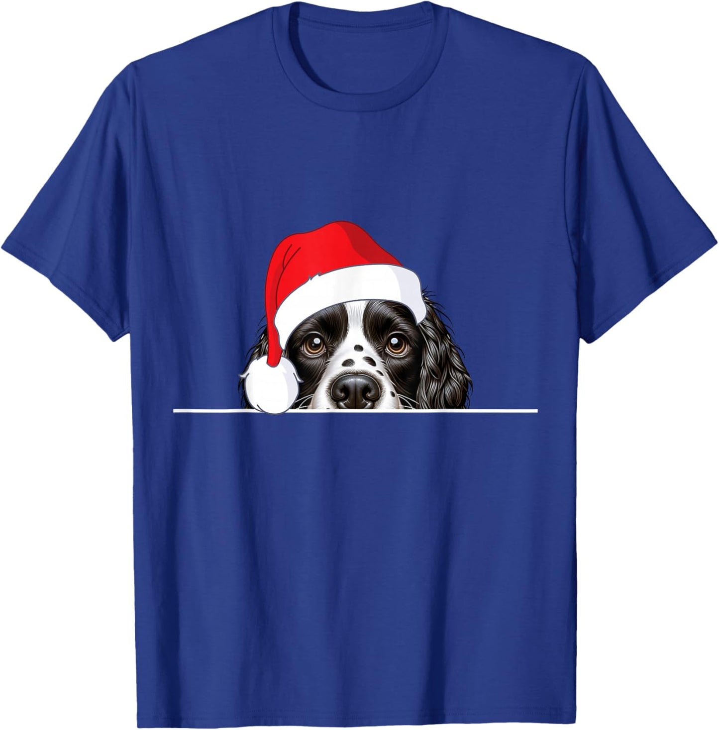 English Springer Spaniel Dog Lover Funny Santa Hat Christmas T-Shirt - T-Shirt | Royal