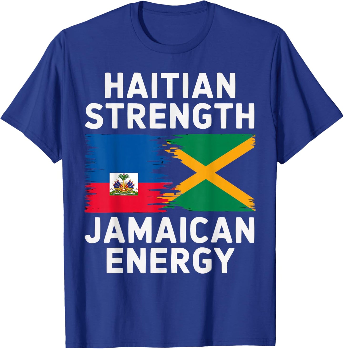 Half Haitian Half Jamaican Jamaica Flag Haiti T-Shirt - T-Shirt | Royal