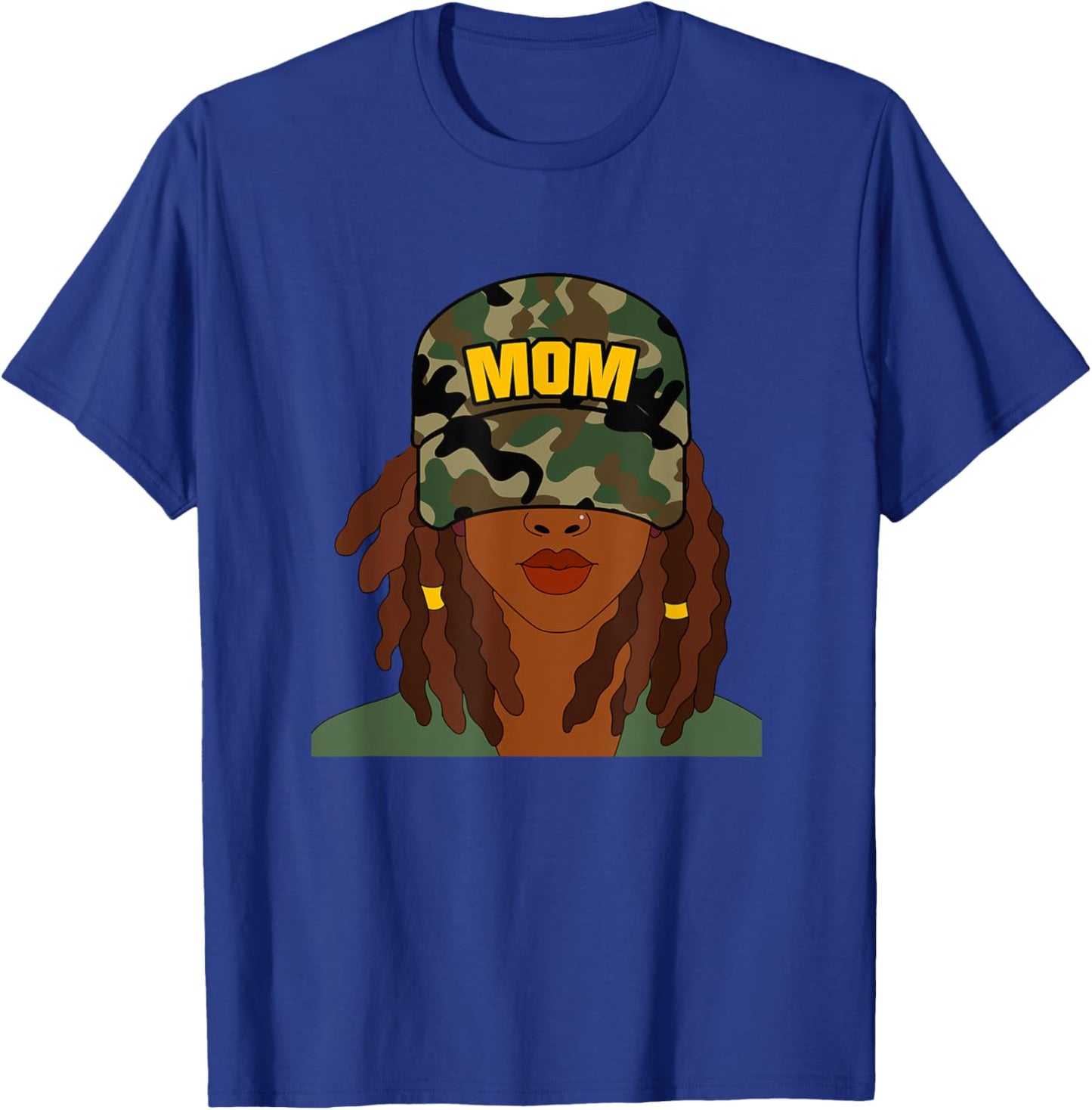 African American Mom Mother's Day Locs Camo Hat T-Shirt - T-Shirt | Royal