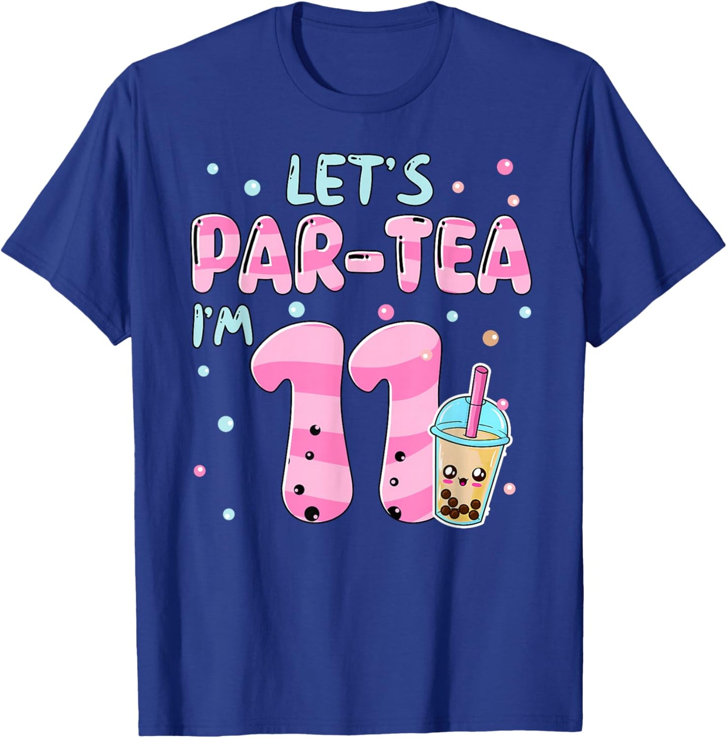 Let's Par-tea I'm 11 Years Old 11th Birthday Bubble Boba Tea T-Shirt - T-Shirt | Royal