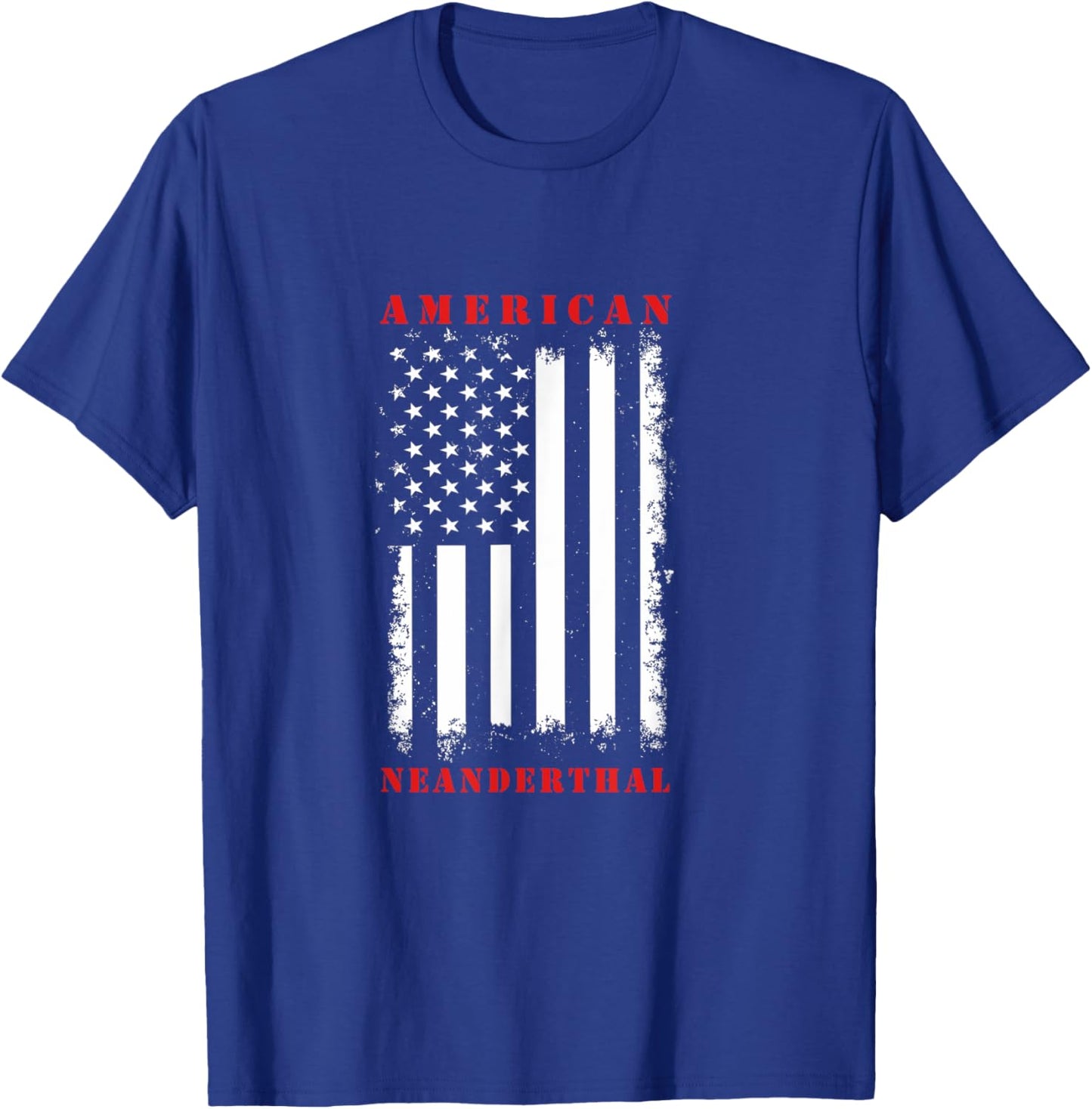 4th Of July US Flag Caveman American Neanderthal T-Shirt - T-Shirt | Royal
