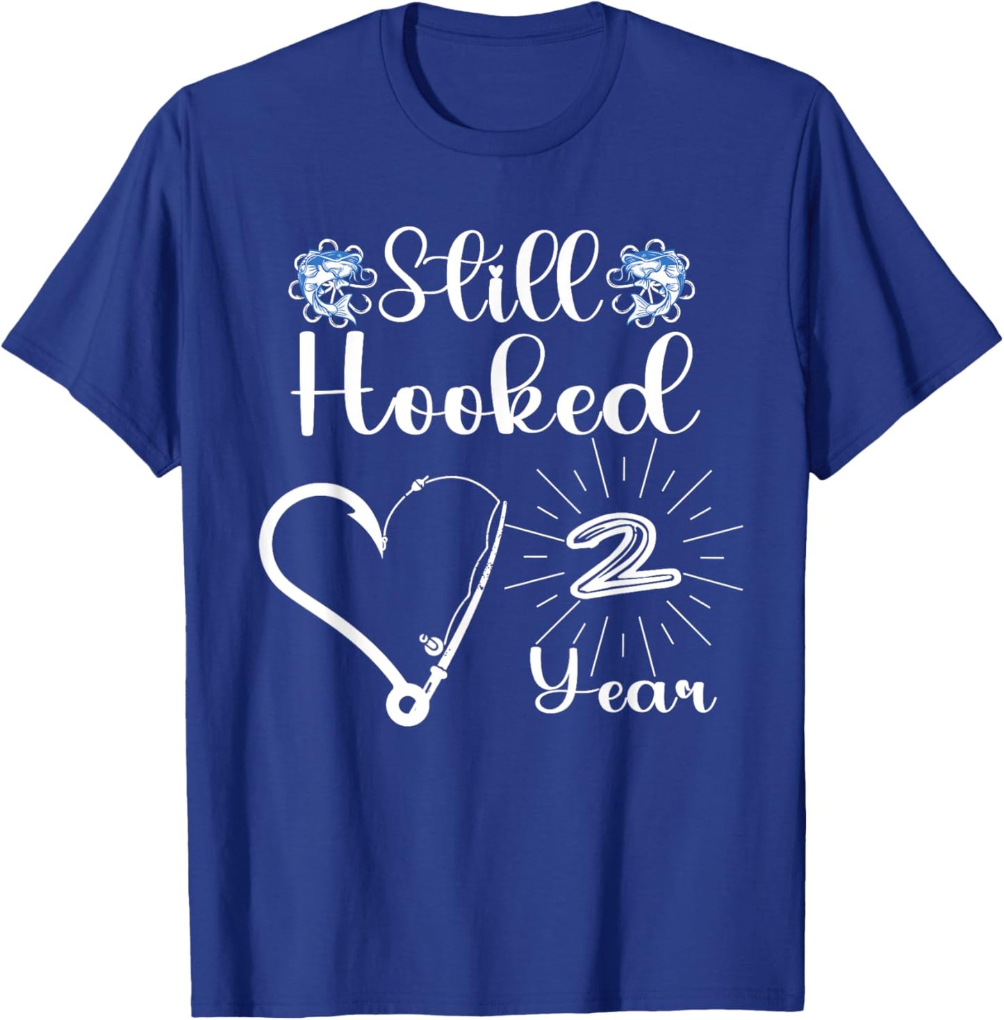 Married 2 Year - Fishing Couple - 2nd Wedding Anniversary T-Shirt - T-Shirt | Royal