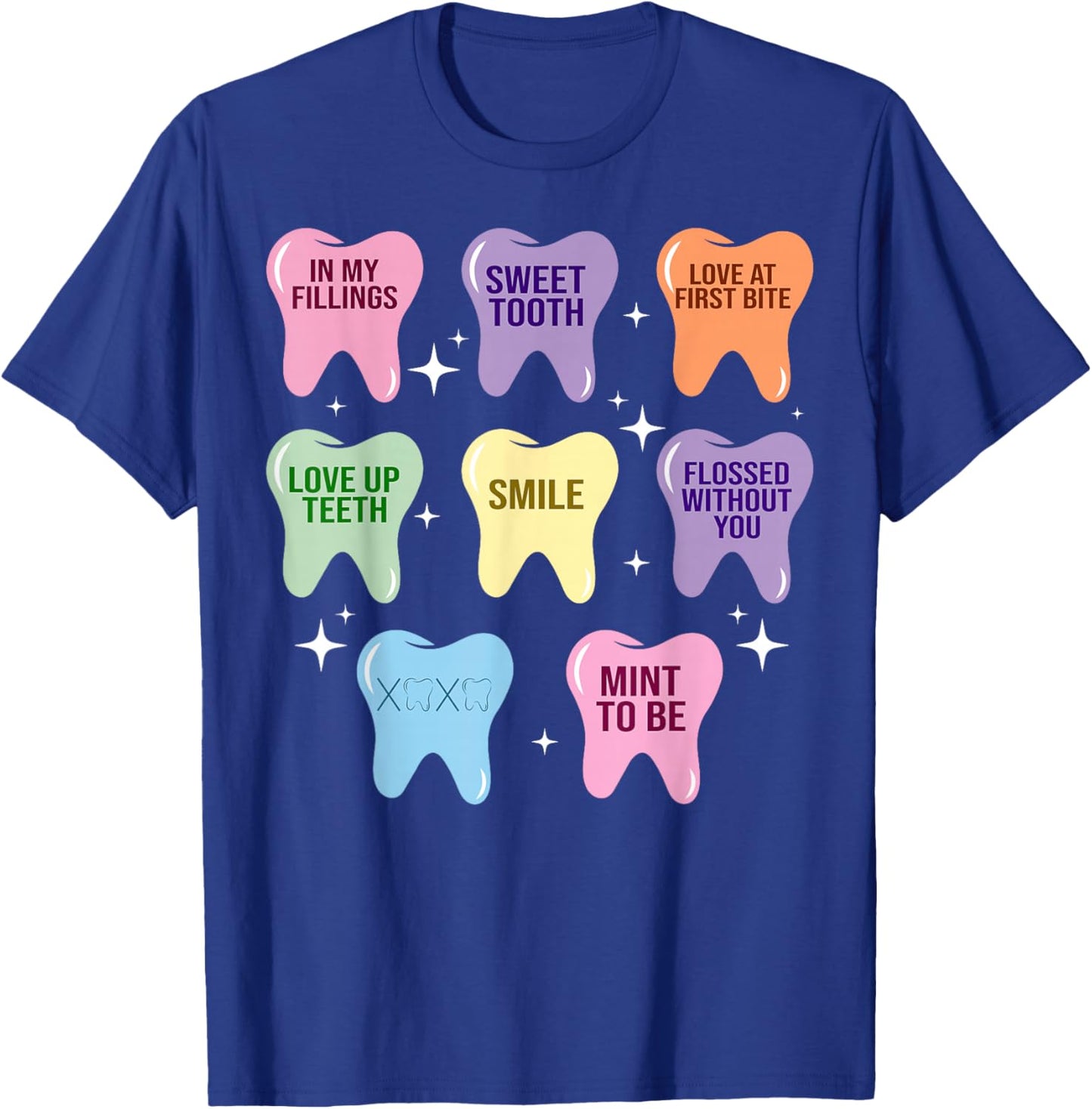 Happy Valentine Heart Teeth Dentist Dental Hygienist T-Shirt - T-Shirt | Royal