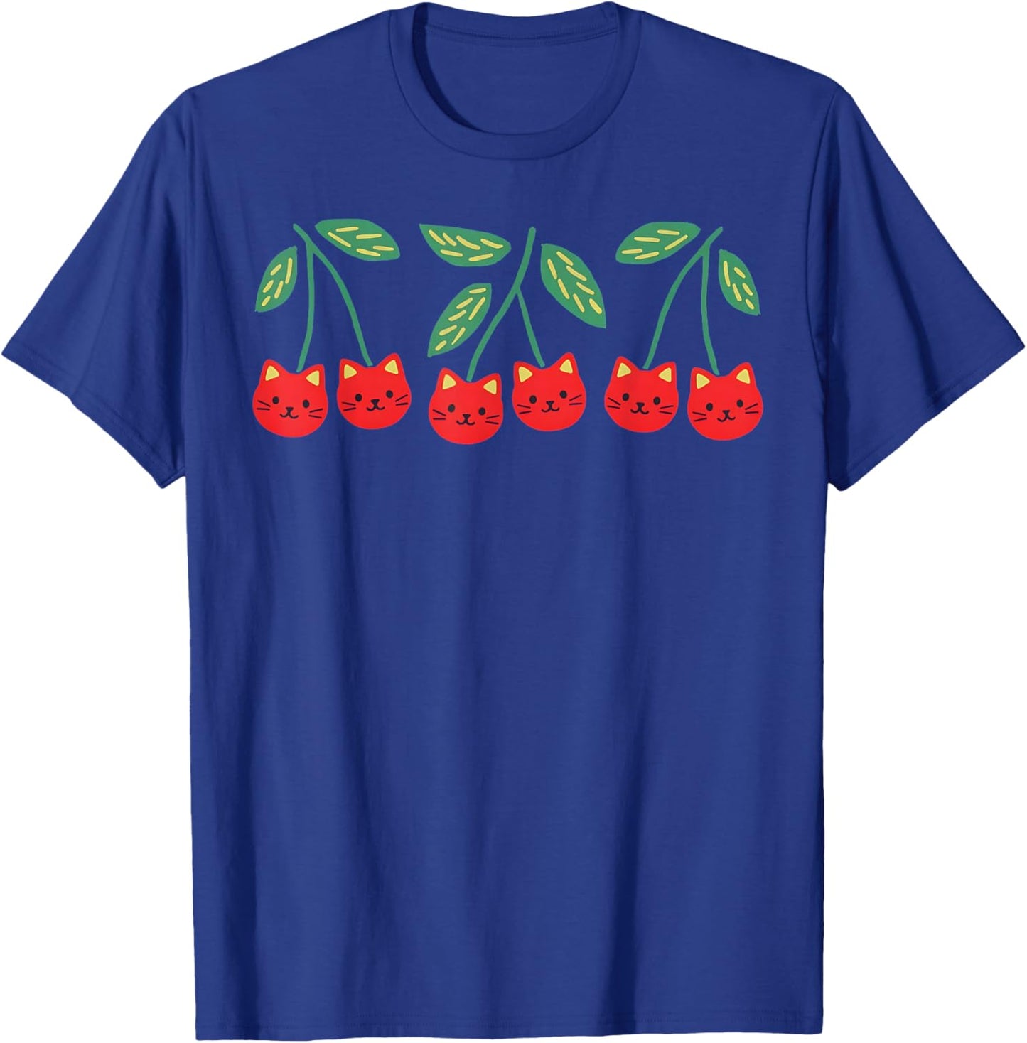 Cute Cherry Kittens Kawaii Cat Head Fruit Art Design T-Shirt - T-Shirt | Royal