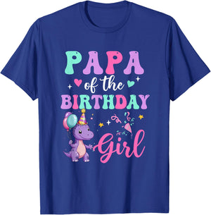 Papa Of The Birthday For Girl Dinosaur T-Rex Party Family T-Shirt - T-Shirt | Royal