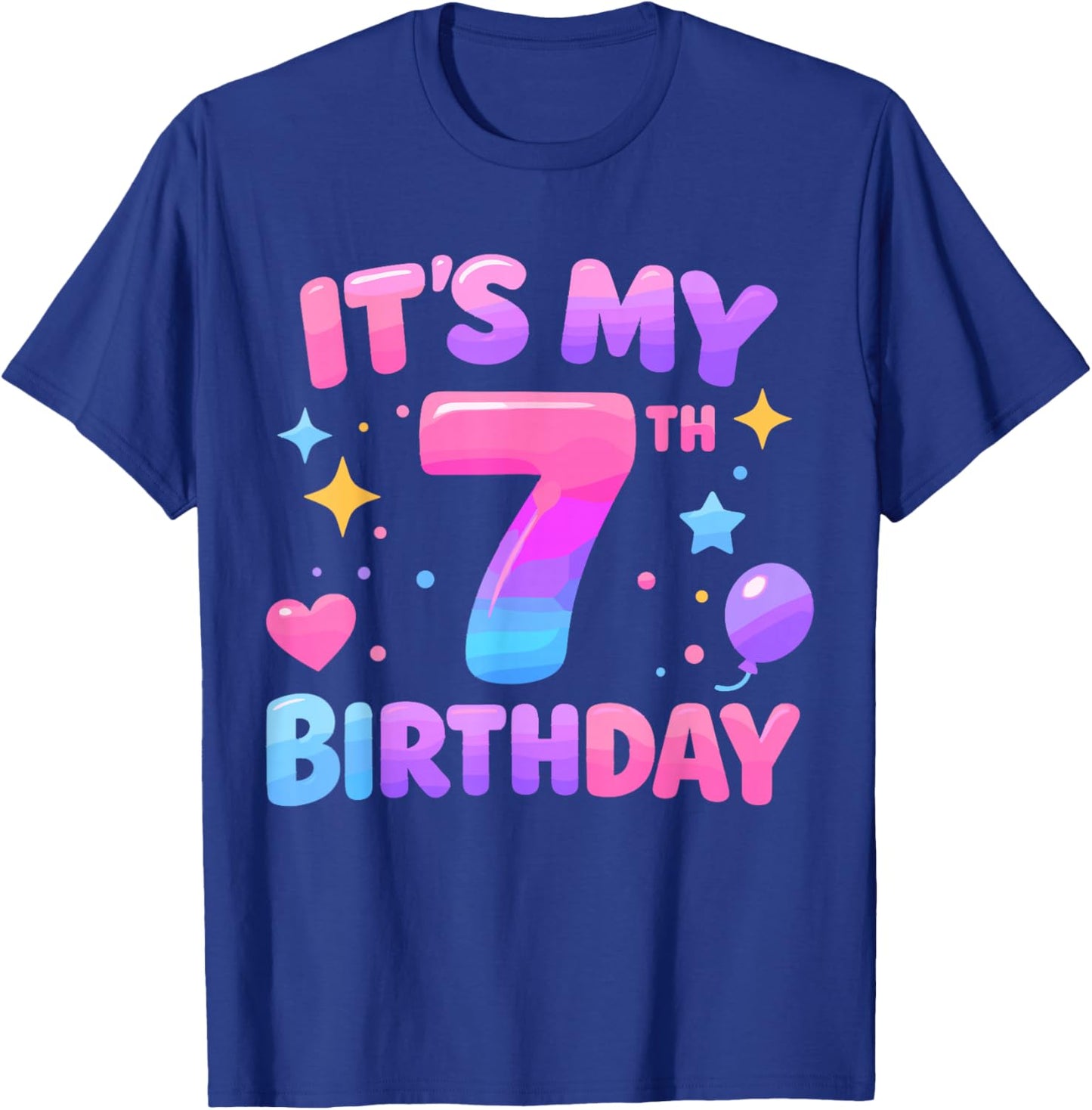 7th Birthday Girls Apparel Seven Years Old It's My 7 Bday T-Shirt - T-Shirt | Royal