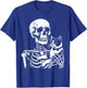 Skeleton Holding A Tuxedo Cat Lazy Halloween Costume Skull Women Kids T-Shirt - T-Shirt | Royal