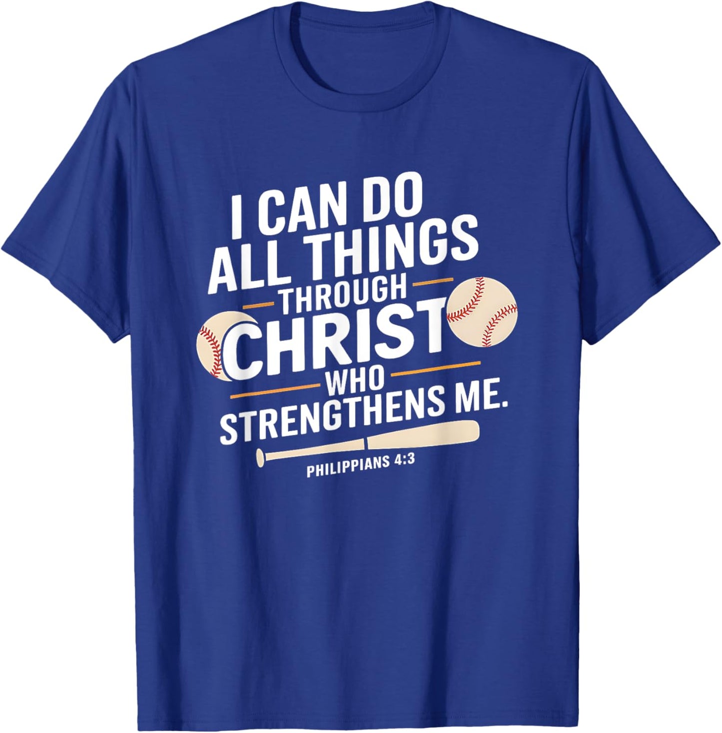 Christian Baseball Bible Verse Sports Faith Design T-Shirt - T-Shirt | Royal