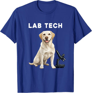 Funny Lab Tech Design featuring a Labrador Dog for Scientist T-Shirt - T-Shirt | Royal