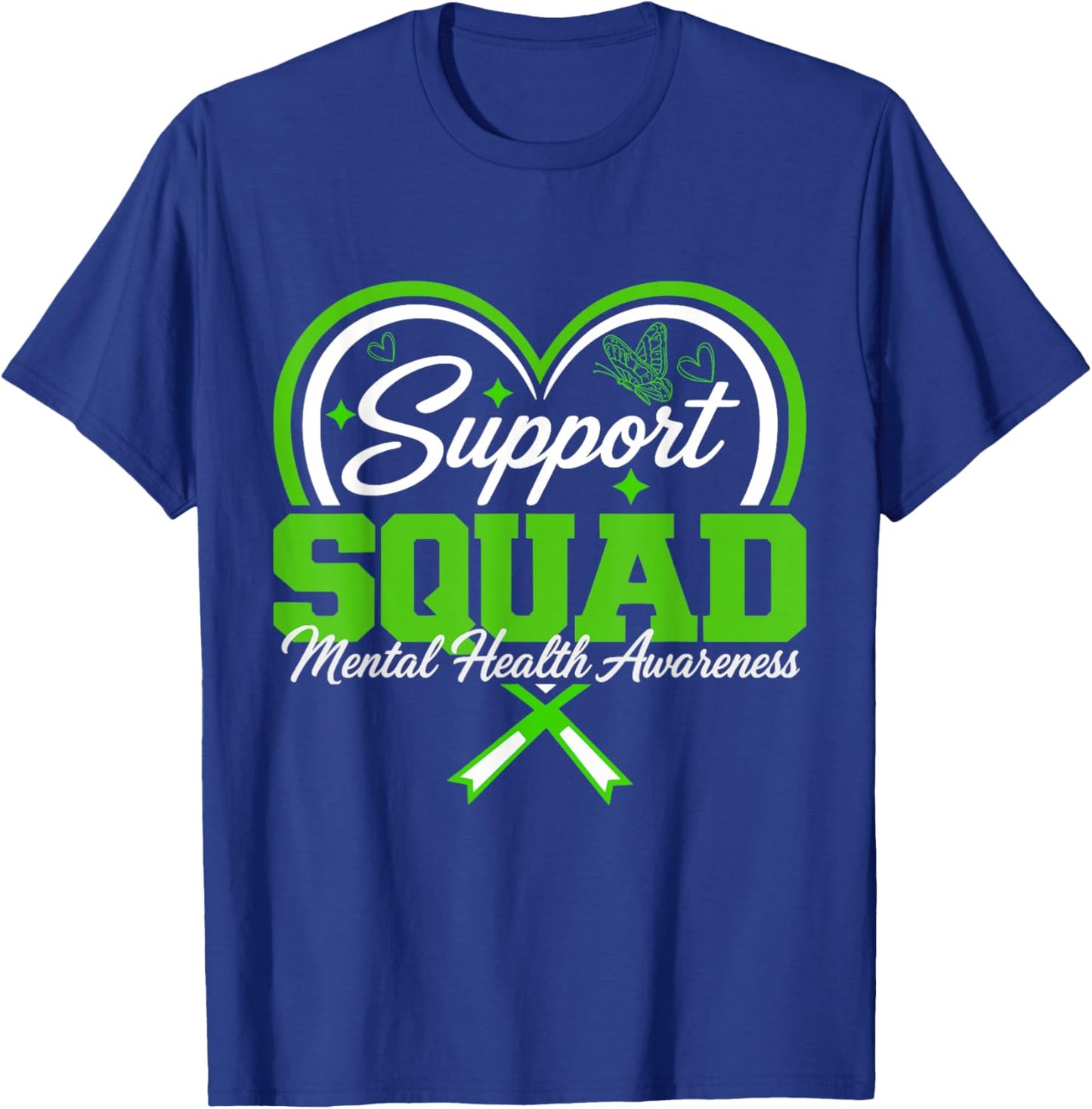Mental Health Awareness Green Ribbon in May We Wear Green T-Shirt - T-Shirt | Royal