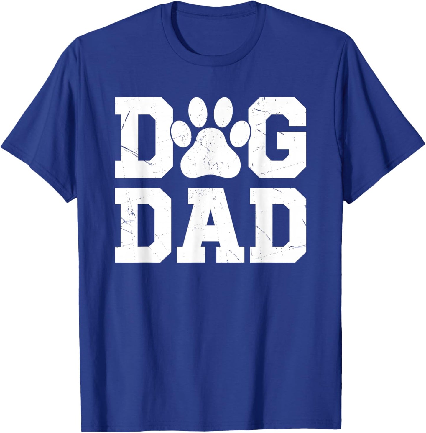 Dog Dad - Distressed Design Style - Funny Dog Paw T-Shirt - T-Shirt | Royal