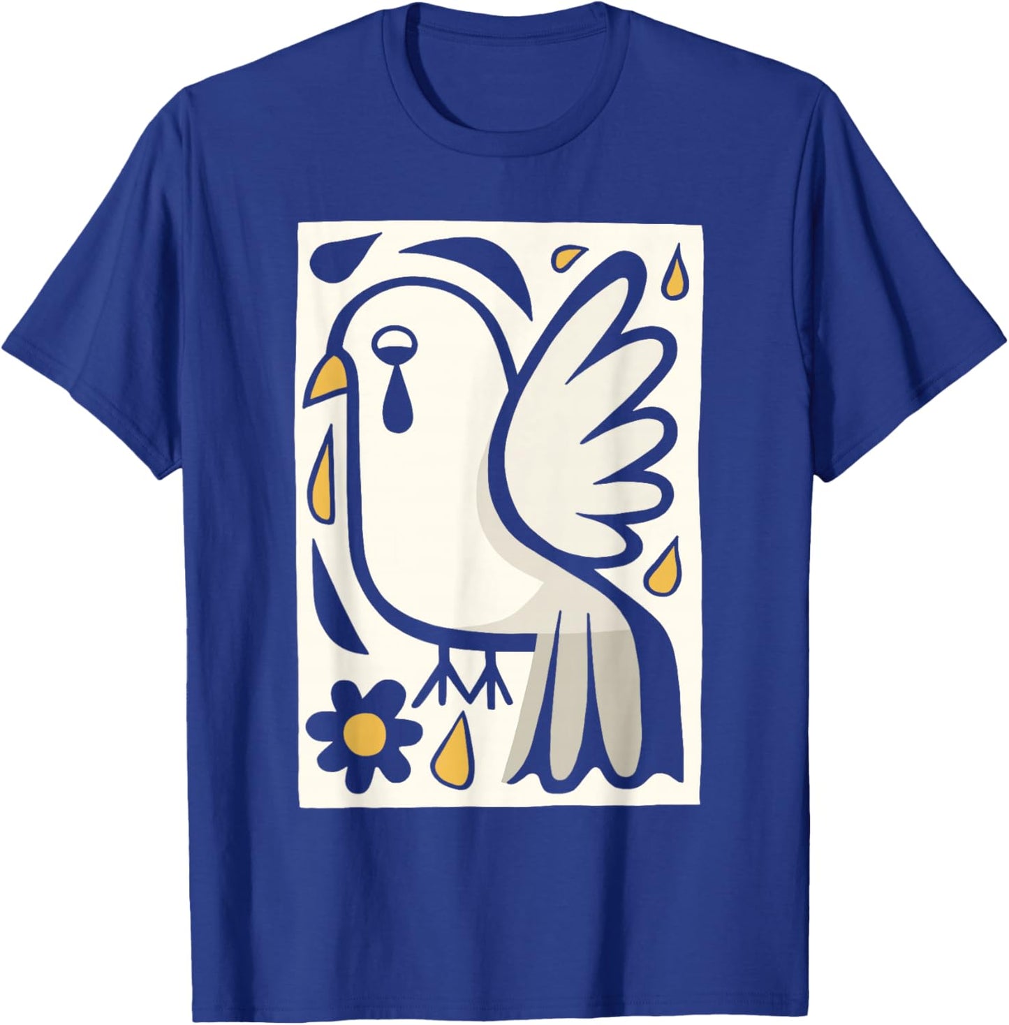 Peace Dove Crying Bird Minimalist Symbolic Art Design T-Shirt - T-Shirt | Royal