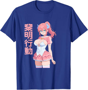 Waifu Sexy Anime Girl Horns Mini Skirt Japanese Retro Art T-Shirt - T-Shirt | Royal