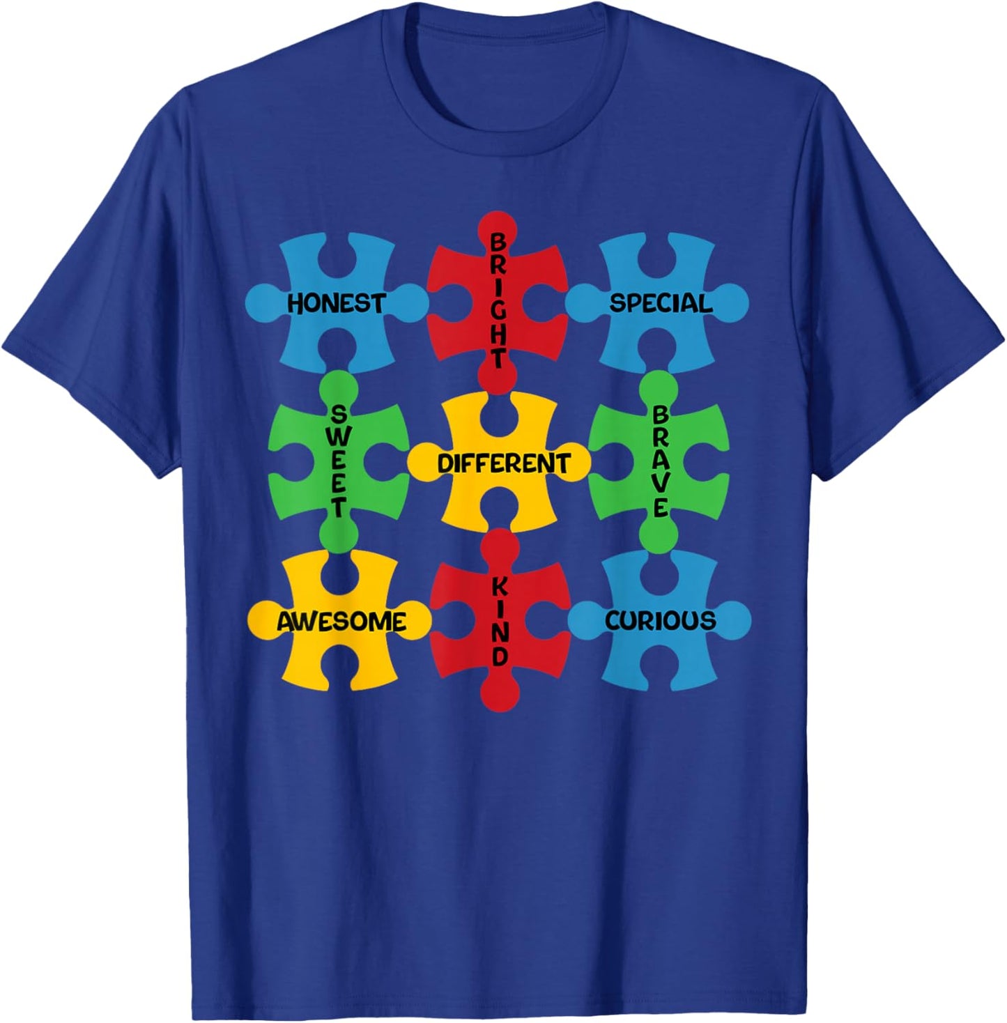 Autism Awareness Advocate Puzzle Pieces Boys Girls Kids T-Shirt - T-Shirt | Royal