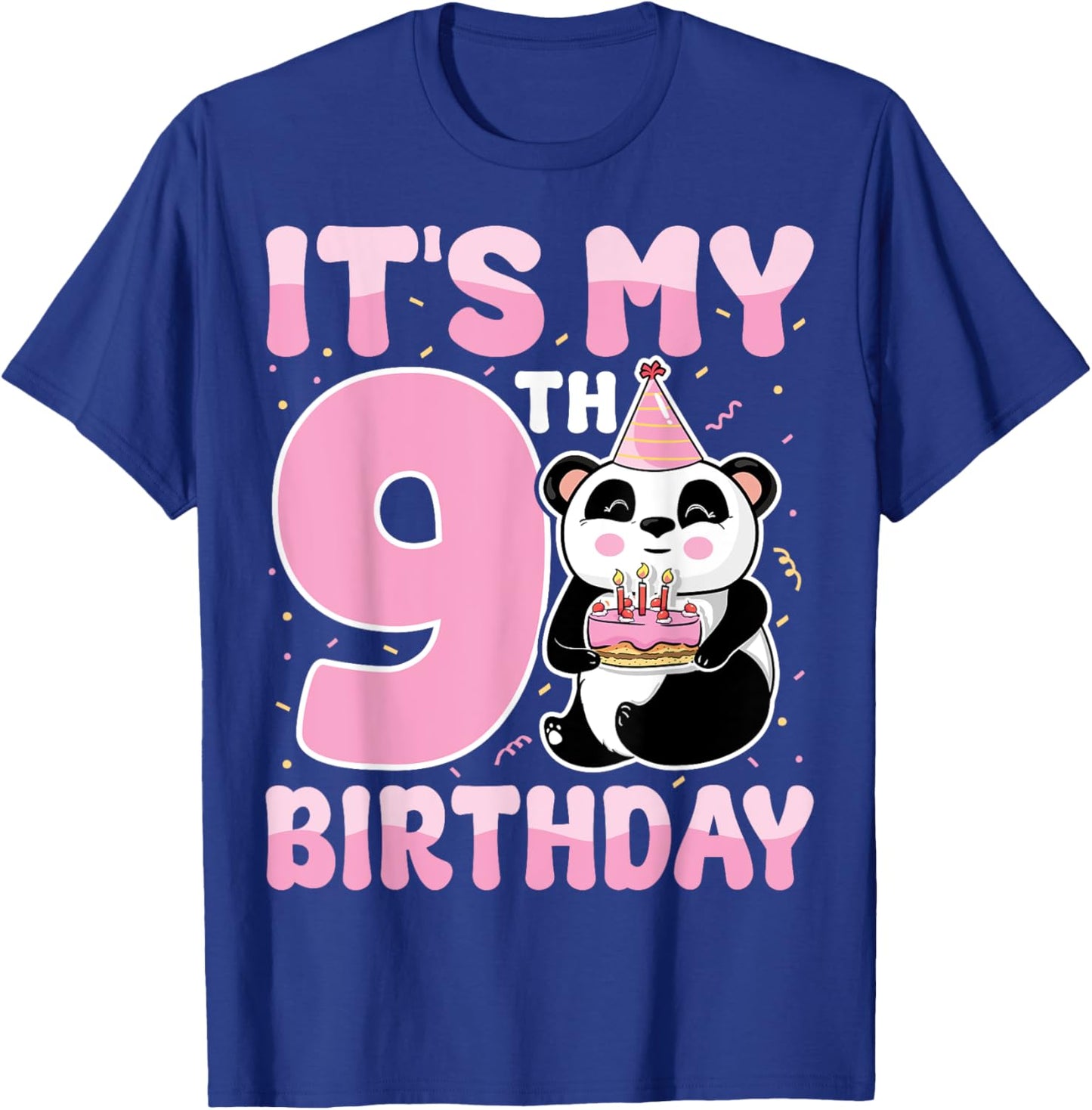 It's My 9th Birthday Cute Animal Panda Lover 9 Years Old T-Shirt - T-Shirt | Royal