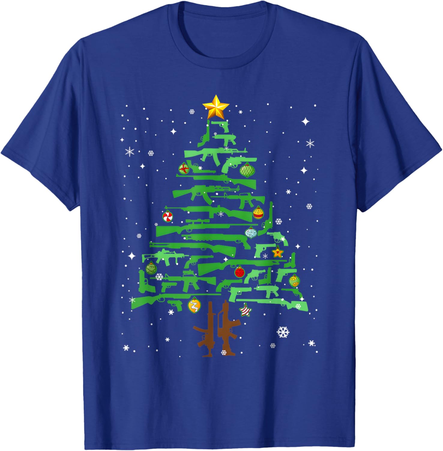 Xmas Patriotic 2nd Amendment Gun Christmas Tree T-Shirt - T-Shirt | Royal
